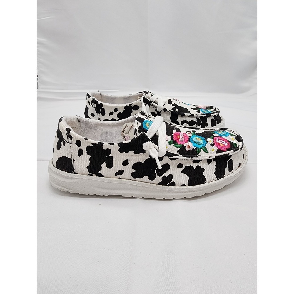 Gypsy Jazz Embroidered Cow Print Slip-On Casual Shoes Women's Sz 7